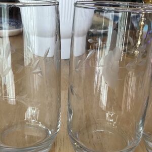 Floral Etched Glass Tumbler Set
